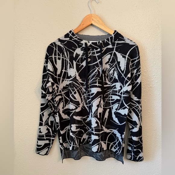 Joseph Ribkoff Metallic Jacquard Pullover Sweater Small Black - Picture 4 of 9